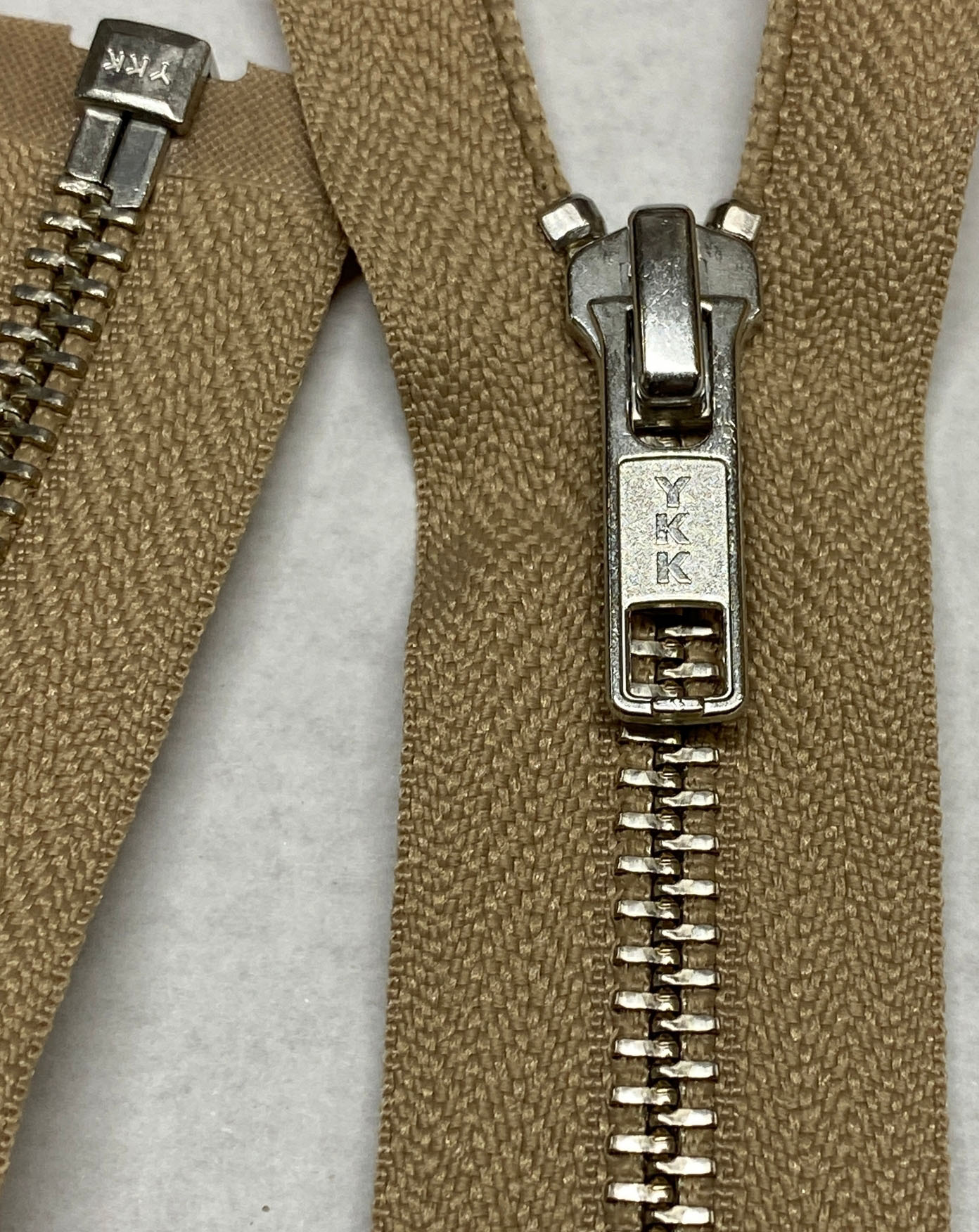 YKK ,beige metal zipper nickel-plated teeth